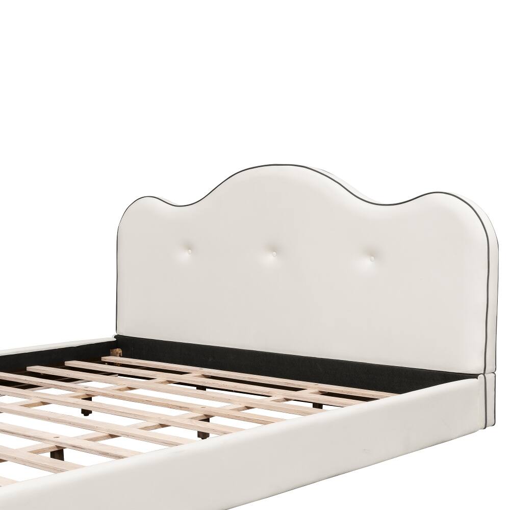 Alt View 10. Loheer - Loheer King Size Upholstered Platform Bed Beige Velvet Frame - Beige.