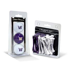 Team Golf - Washington Huskies 3-Golf Ball & 50-Golf Tee Set - Multicolor