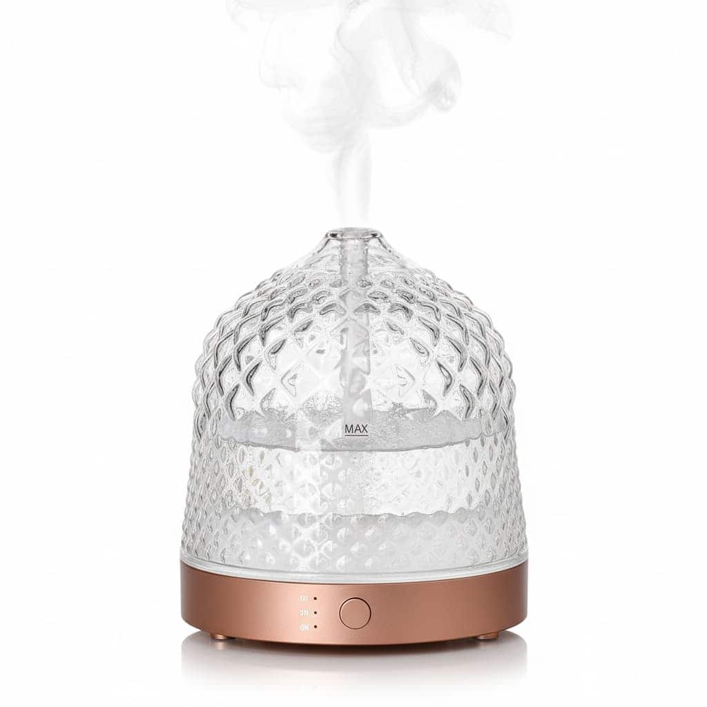 FINEAK - 200ml Glass Dome Essential Oil Diffuser | Timer & Colorful Light