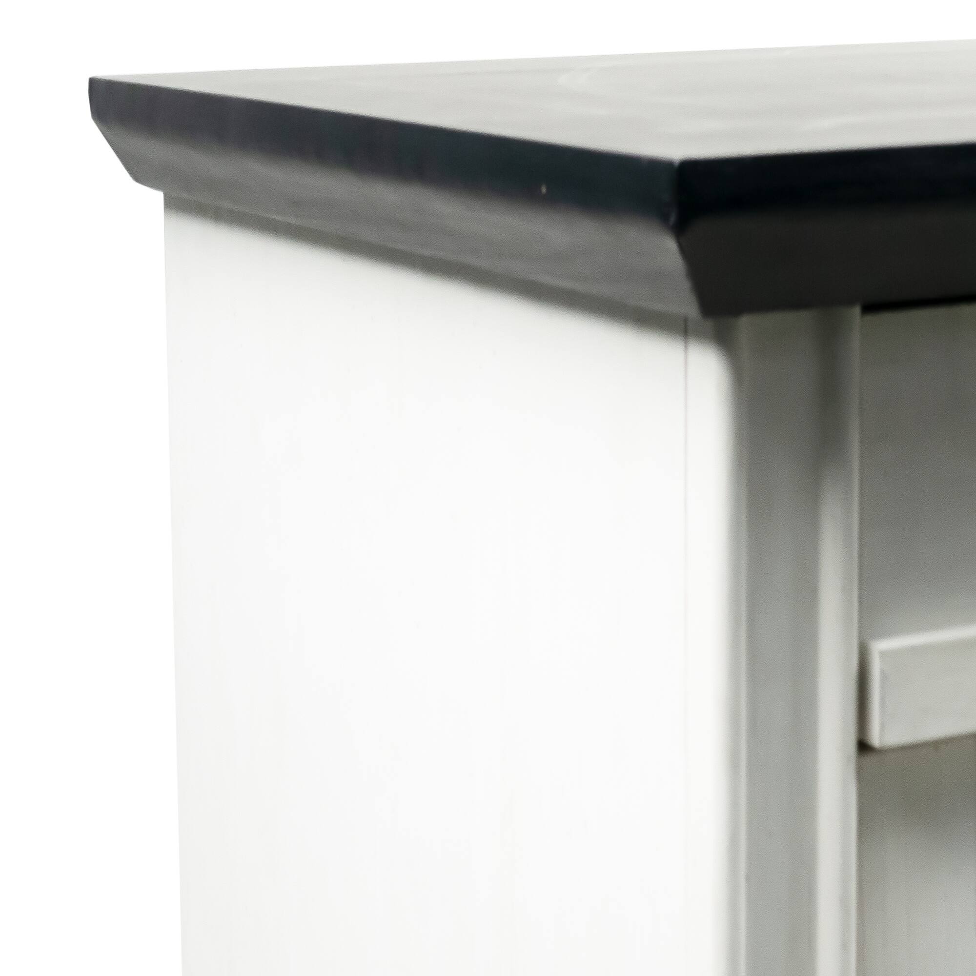 Alt View 5. Vaczon - Farmhouse White 3-Drawer Nightstand with Solid Wood Legs - White.