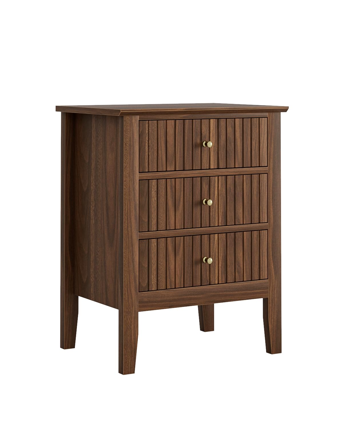 Alt View 6. Empire DigiLabs - Night Stand Fluted Nightstand Bedside Tall Farmhouse With 3 Drawers Mid Century Modern Side Accent Table En... - Beige.