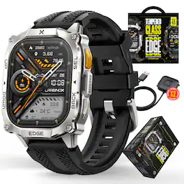 Carbinox - Edge Military Smart Watch for Men, Rugged Fitness Tracker with GPS, Bluetooth Calls, 1.96 in AMOLED, 5ATM - Silver - (2025)