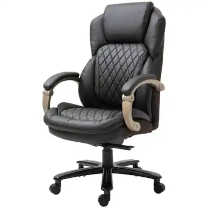 Front. Hivvago - Brown Big and Tall Diamond Stitching Executive Adjustable Height Office Chair - Brown.