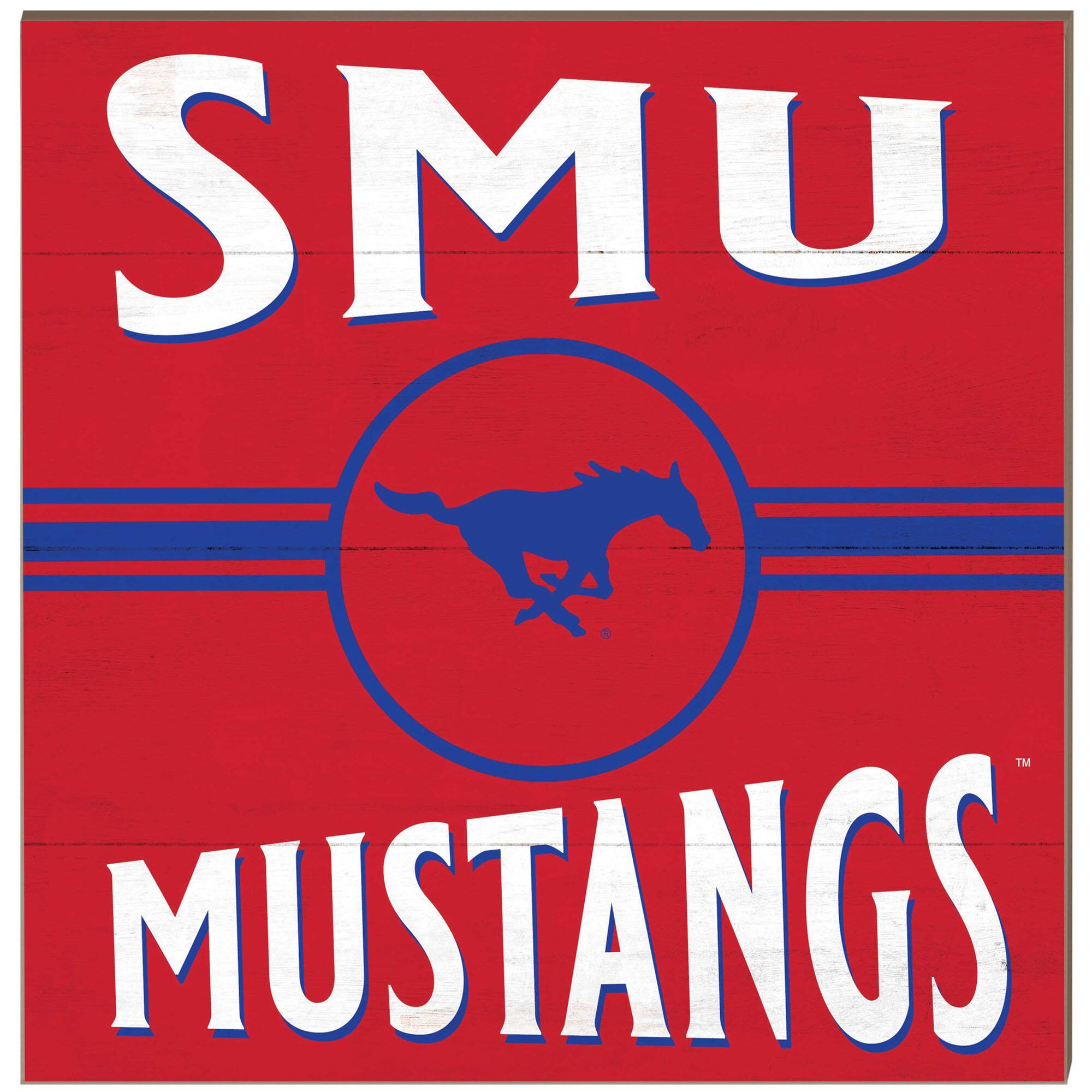 Jardine - SMU Mustangs 10'' x 10'' Retro Team Sign - Red