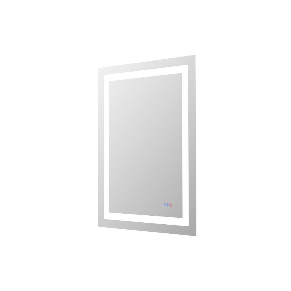 Left. Elegant Kitchen and Bath - Riven 36X27 Led Mirror, Adjustable Color 3000K/4200K/6400K - White.