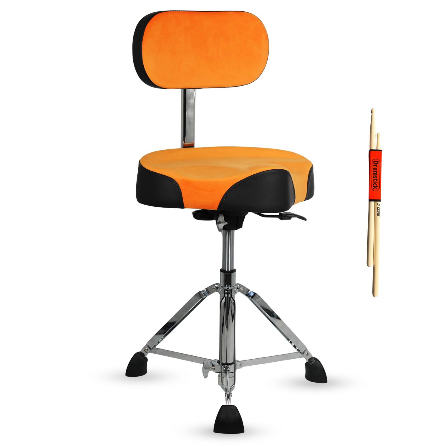 Front. 5 CORE - 5 Core Drum Throne w Backrest 4" Padded Stool Airlift 25" Adjustable Drummer Stool 441Lb Capacity - Orange.