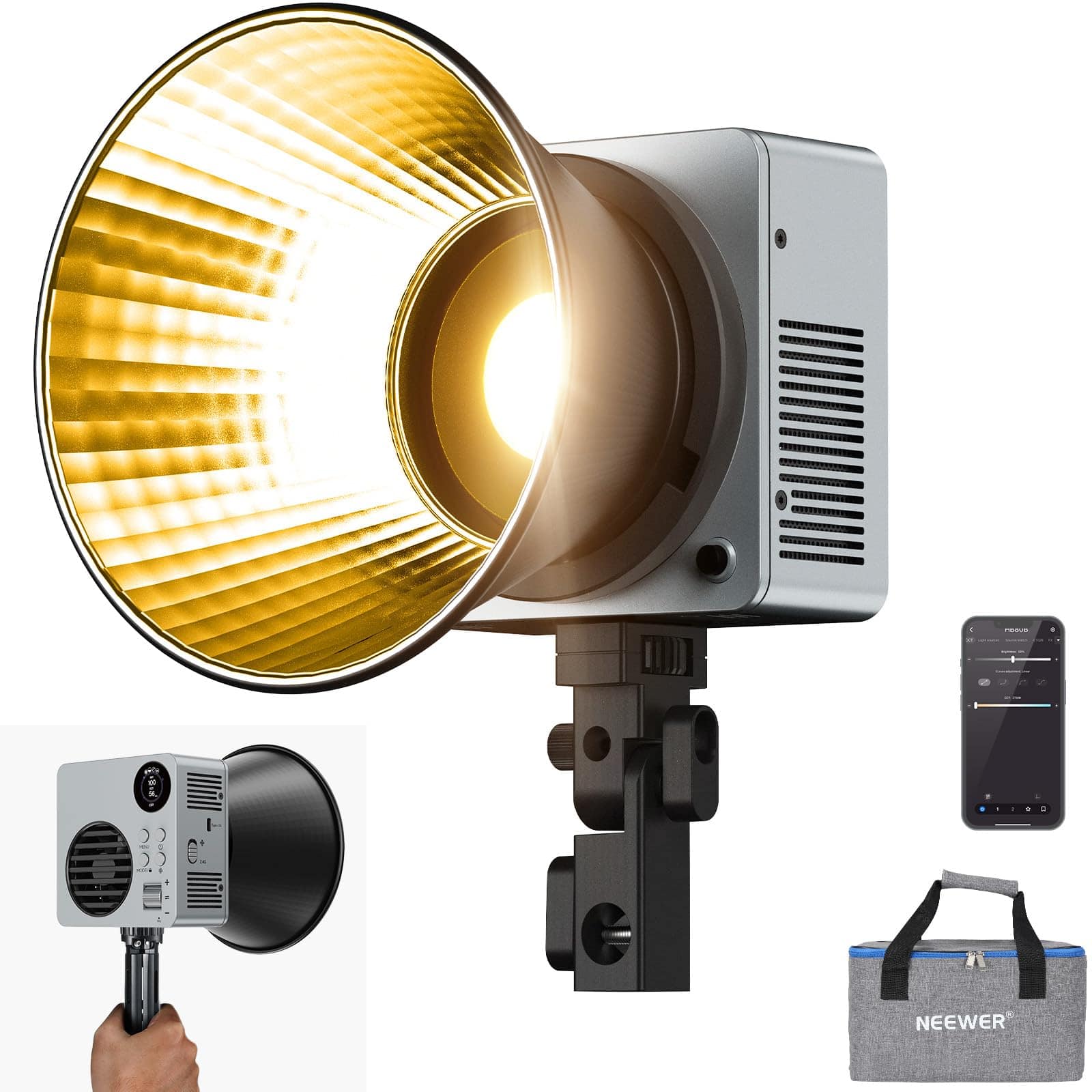 Neewer - HB80B 80W Mini COB Video Light, 72Wh Battery, 100W PD, CRI95+