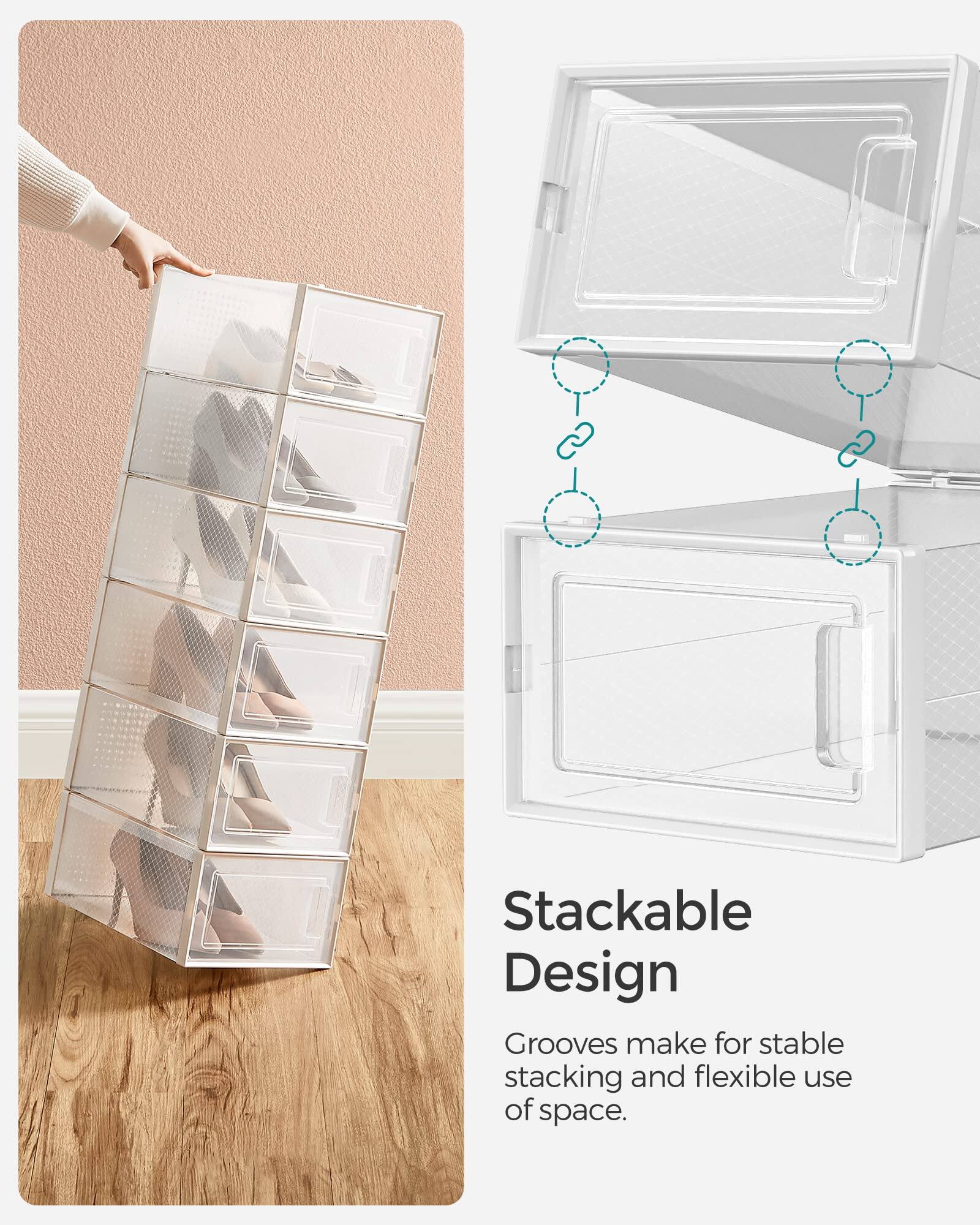 Stackable Design

Grooves make for stable stacking and flexible use of space.