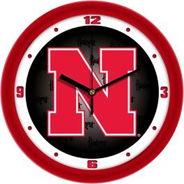 MpDirect - Nebraska Huskers 11.5'' Suntime Premium Glass Face Dimension Wall Clock - Multicolor