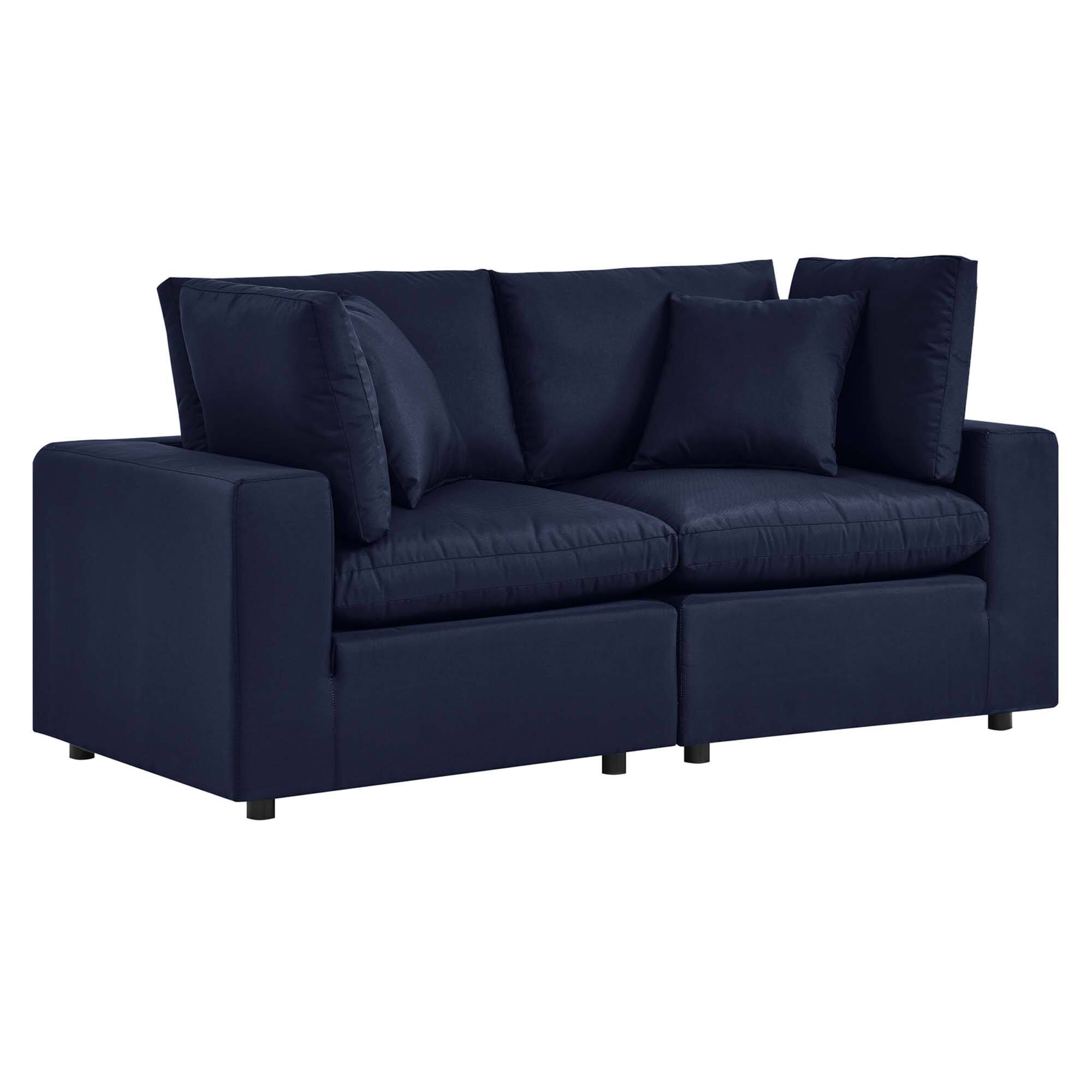 Angle. Modway - Commix Overstuffed Outdoor Patio Loveseat by Modway - Navy.