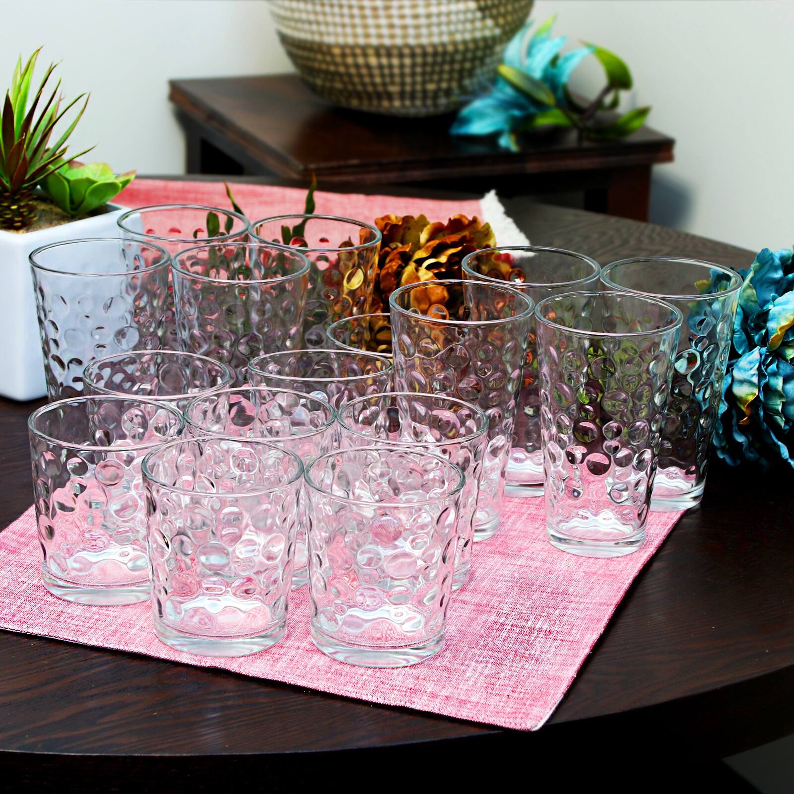 Alt View 2. Gibson - Gibson Home Great Foundations 16 Piece Tumbler and Double Old Fashioned Glass Set in Bubble Pattern - Clear.