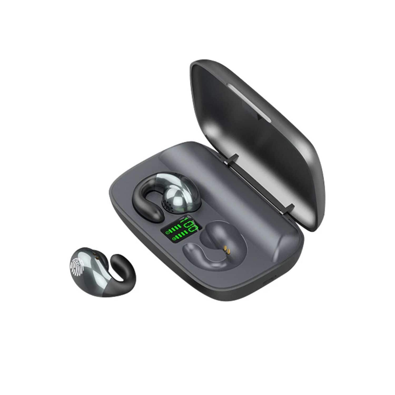 Cluzine - Wireless Ear Clip Earbuds with Mic, 120H Playtime, Sweatproof & Touch Control
