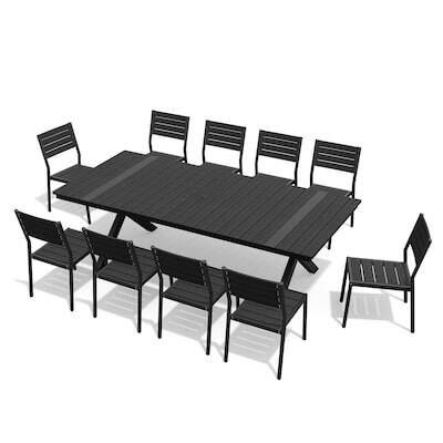 Alt View 7. Crestlive Products - Crestlive Products 11/13pc Water Proof Patio Dining Set Aluminum Frame X-Leg Table Stackable Stationary Chairs - Black-11PC.