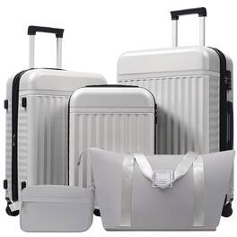 Boyel Living - Brown White Hardshell Luggage Set Spinner Suitcase with TSA Lock ABS Lightweight Material Durable Material - Gray White