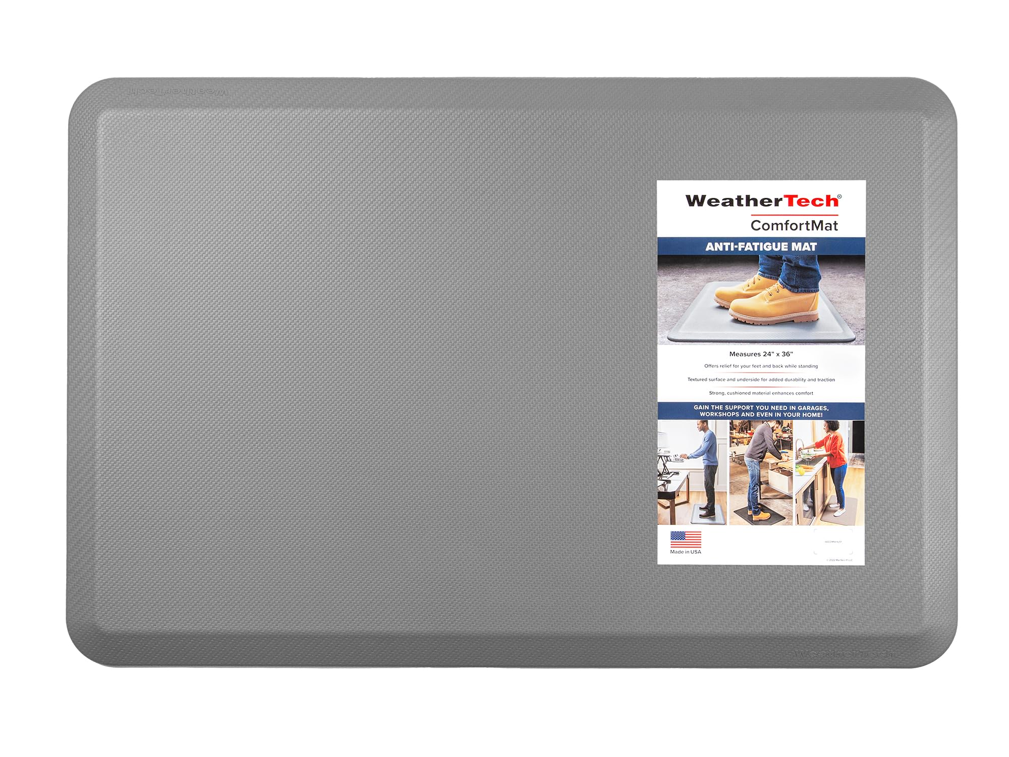 WeatherTech - ComfortMat | 24" x 36" Anti-Fatigue Mat, 3/4" Thick, Slip Resistant, Easy to Clean – Carbon Fiber Pattern – Grey - Gray