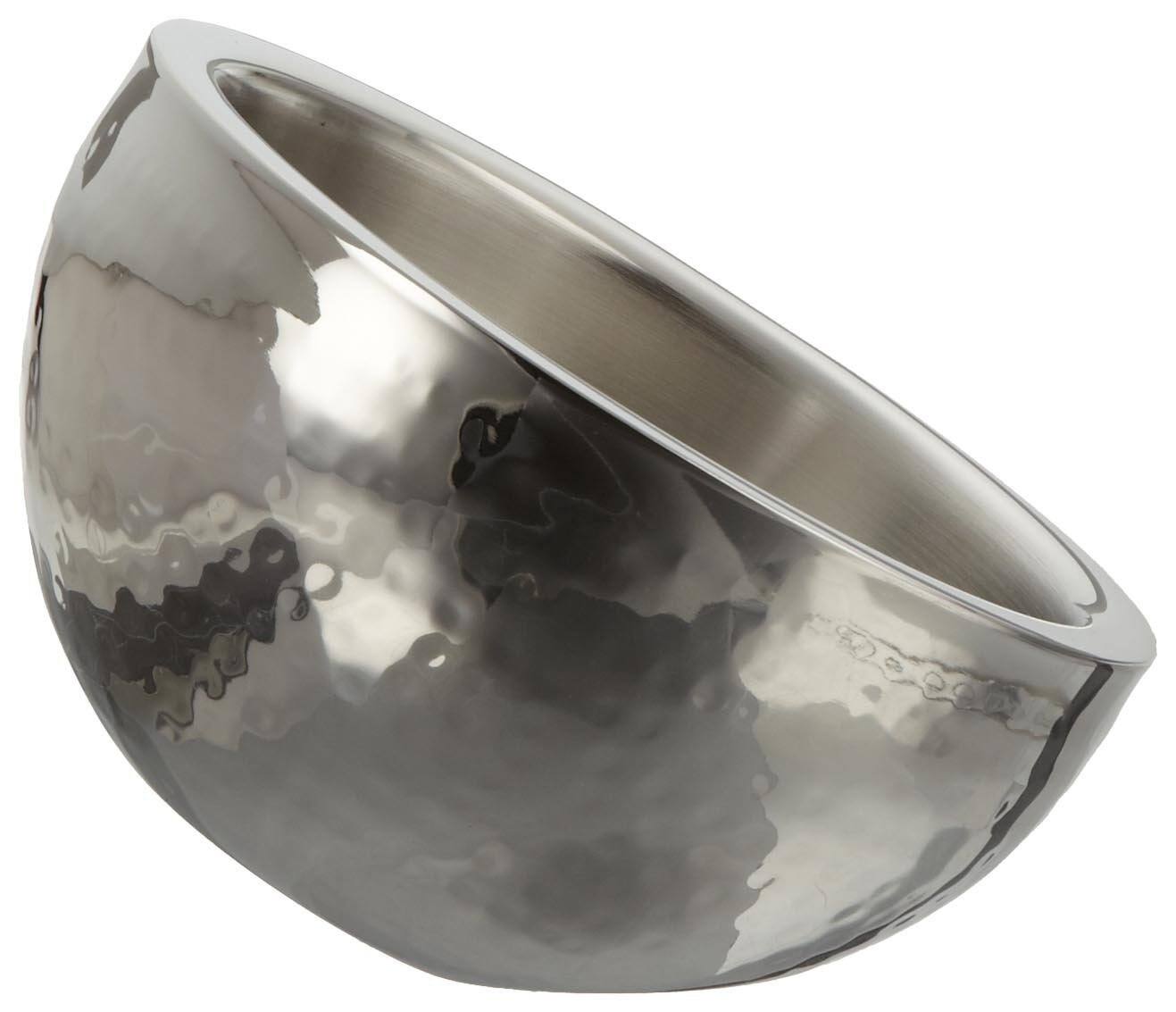 Left. Jiallo - Elegance Dual angle bowl hammered: 10" - Silver, Multi Color.