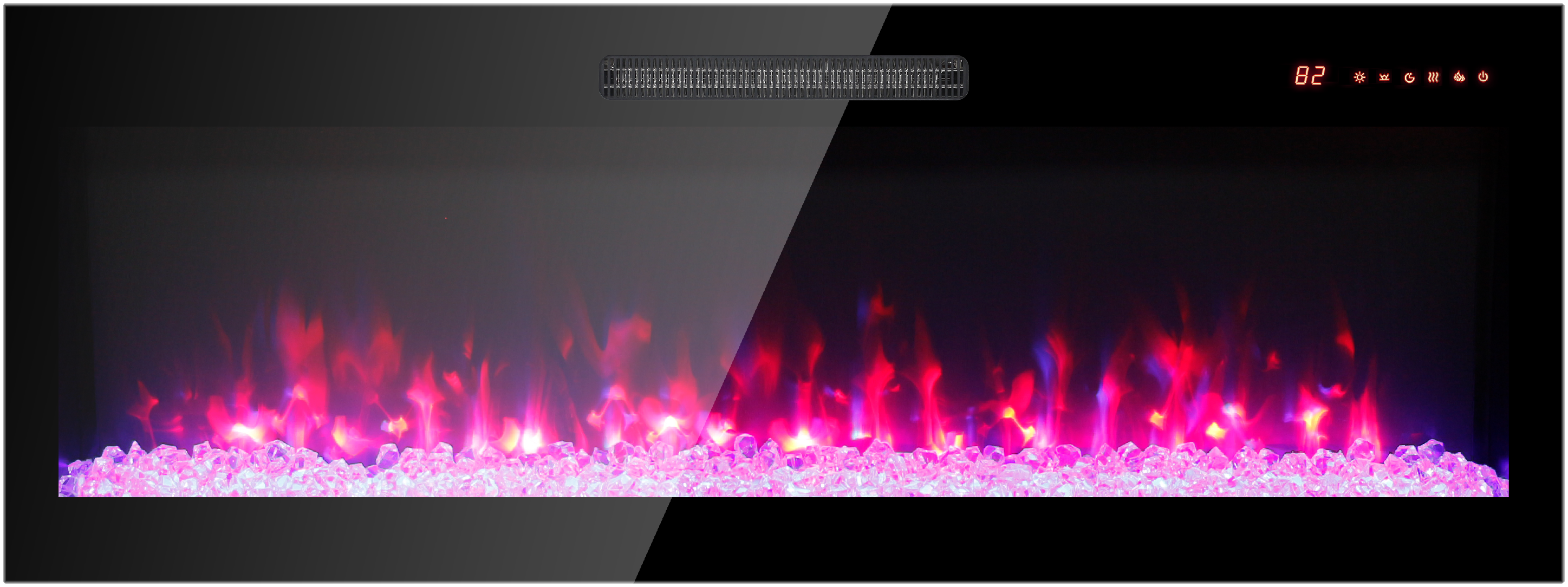 Alt View 4. GOODSILO - 50 Inch Recessed Ultra Thin Electric Fireplace, Wall Mounted, Multi Color Flame & Ember Bed, LED Heater - Antique Black.