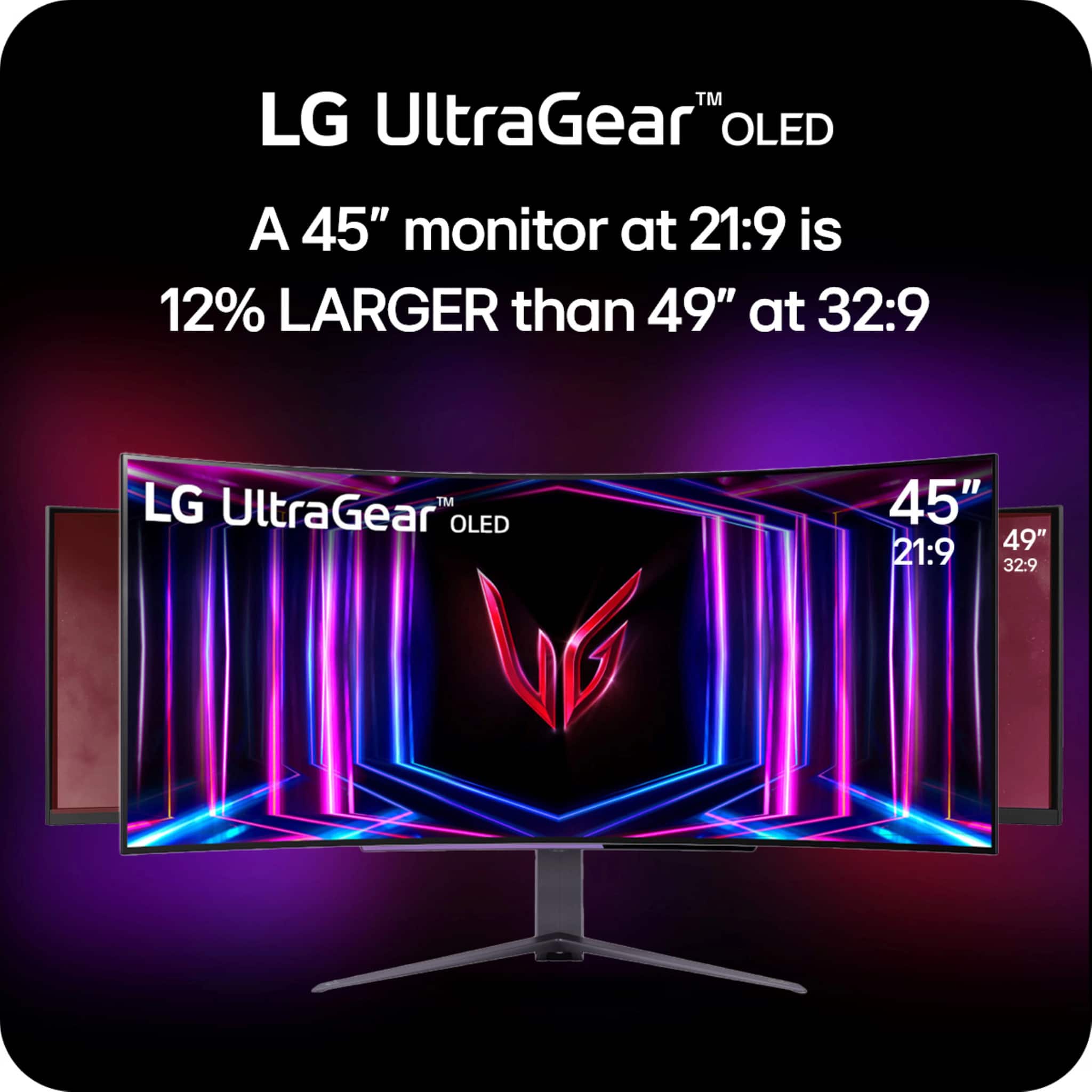 TM LG UltraGear" OLED A 45" monitor at 21:9 is 12% LARGER than 49" at 32:9.