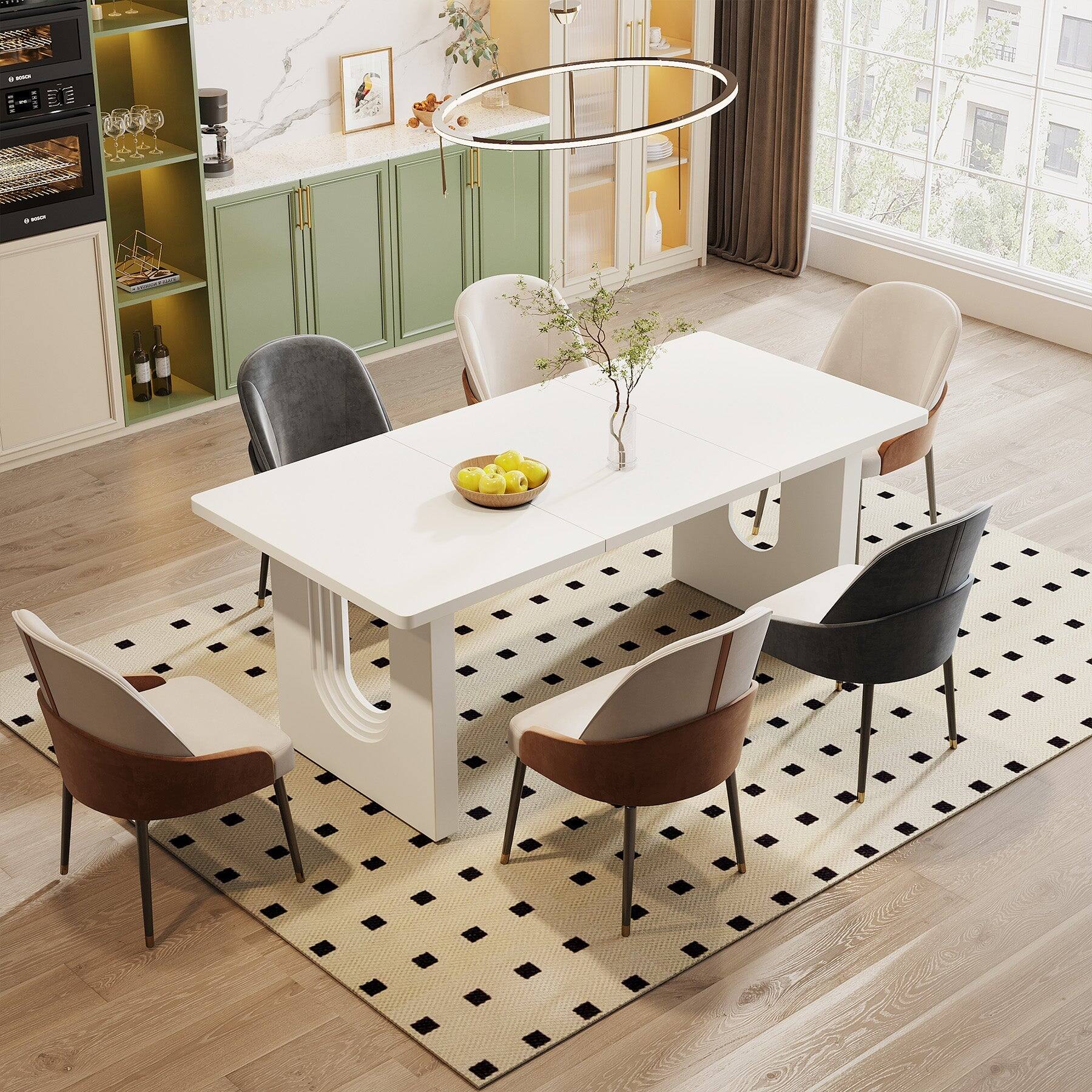 Angle. Tribesigns - Office Multipurpose Table, For Everyday Items and Shared Use in Workspaces and Reception Areas - White.