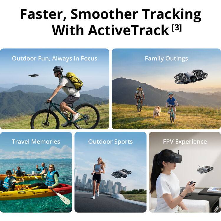 Faster, Smoother Tracking With ActiveTrack [3]

Outdoor Fun, Always in Focus

Family Outings

Travel Memories

Outdoor Sports

FPV Experience
