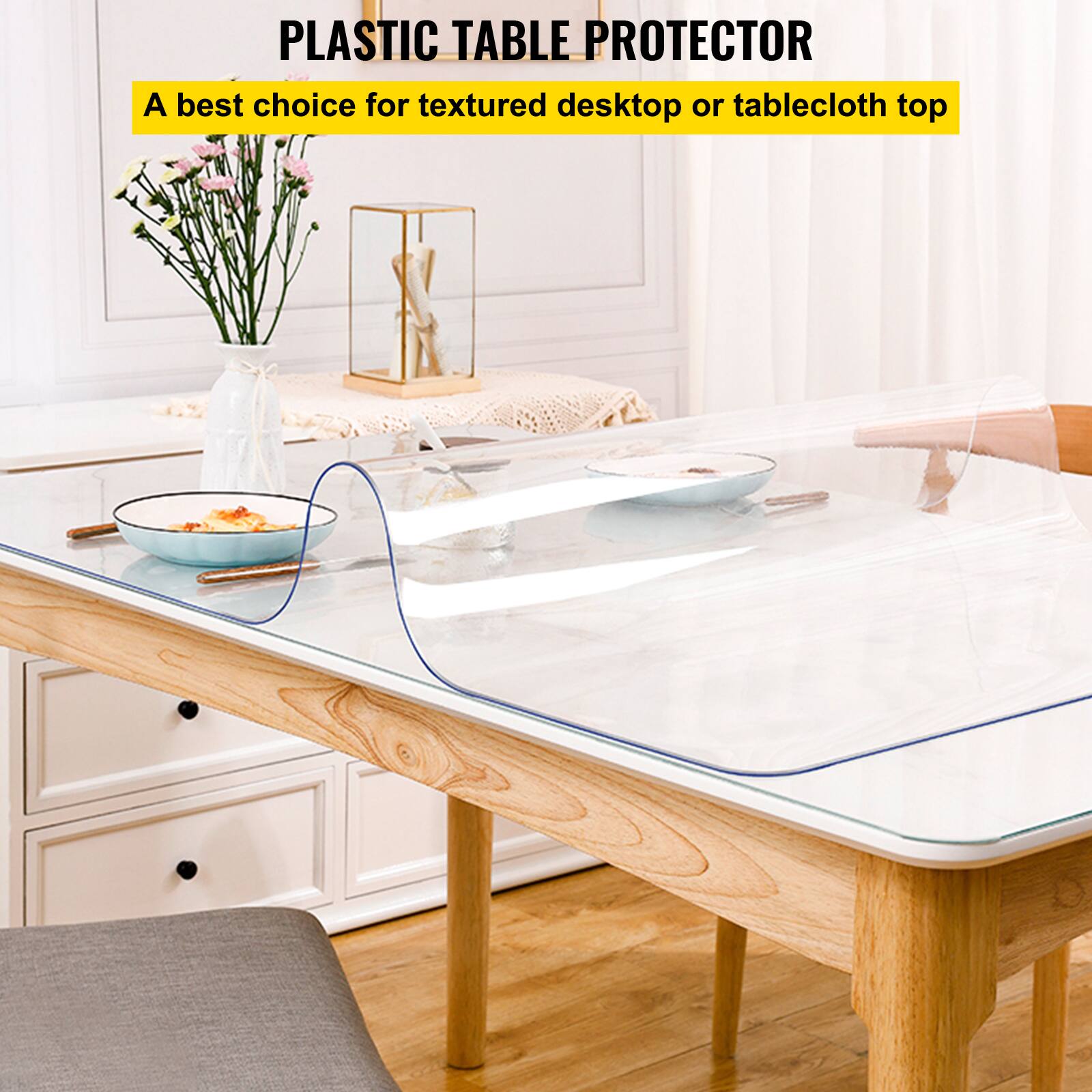PLASTIC TABLE PROTECTOR  
A best choice for textured desktop or tablecloth top
