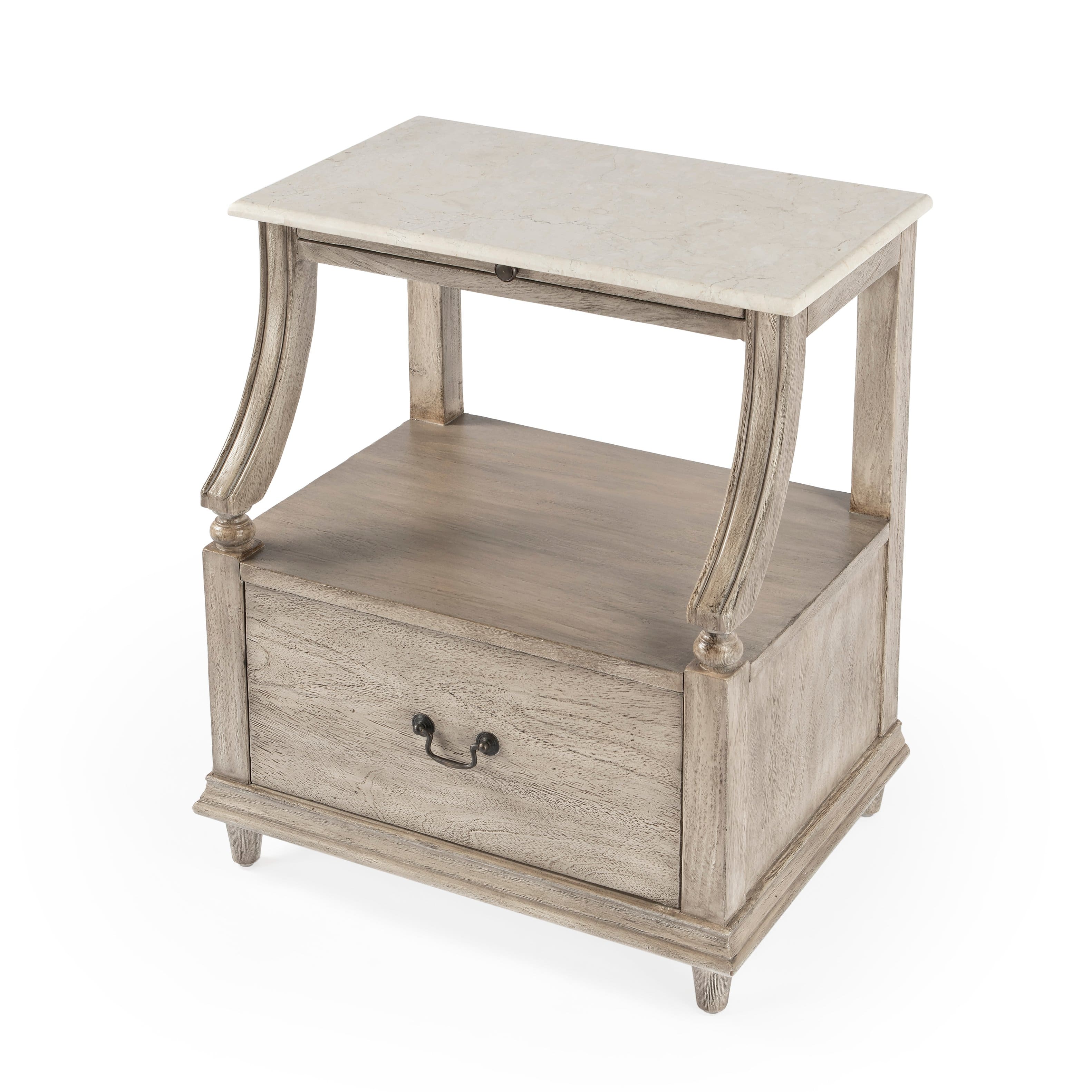 Butler Specialty - Mabel 24 in. W Rectangular Marble and Wood 1 Drawer Nightstand with Top Open Shelf - Gray price history on PriceWatchPro