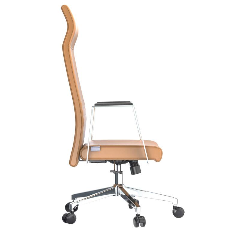 Alt View 2. LeisureMod - Aleen Ergonomic Office Desk Chair with PU Leather, Foam Padding, Adjustable Tilt, Height, and Swivel - Acorn Brown.