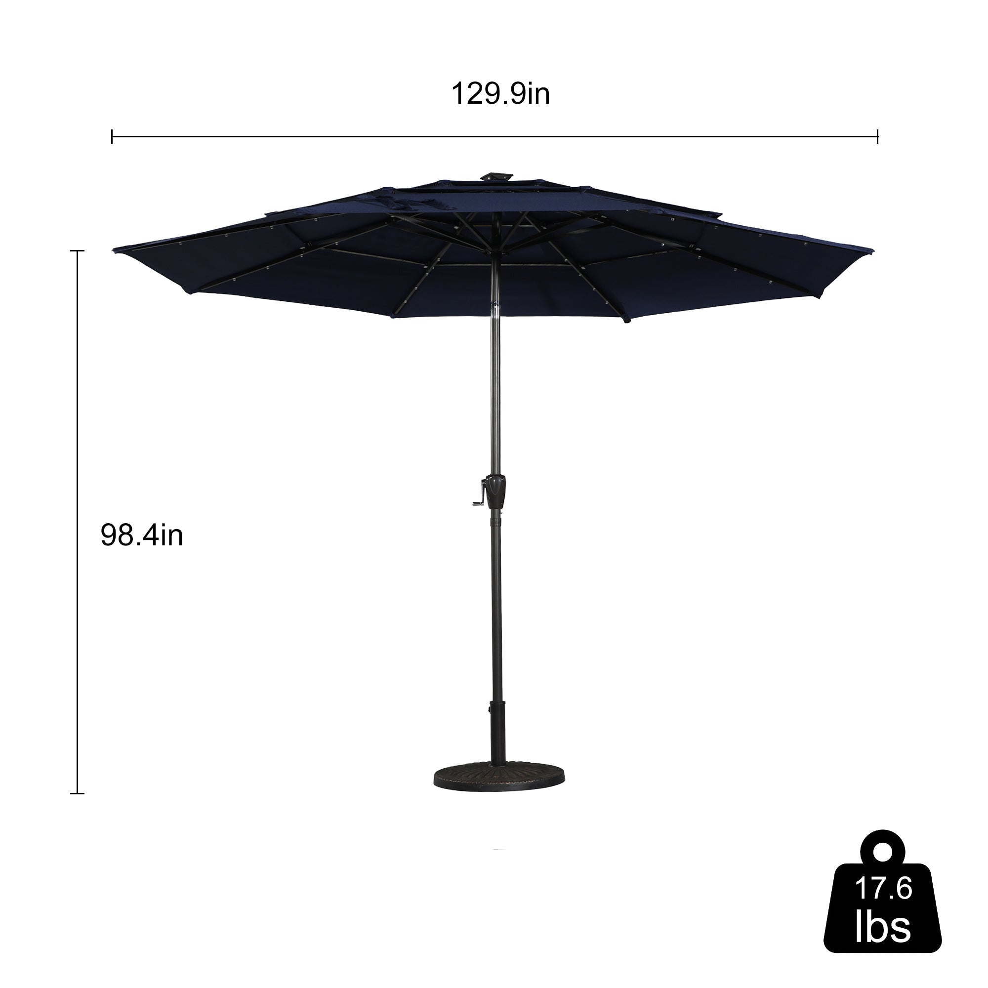 129.9 in  
98.4 in  
17.6 lbs