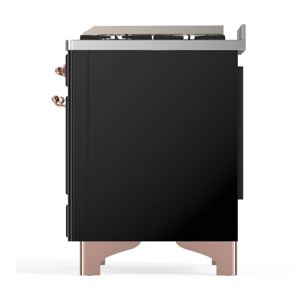 Alt View 8. ILVE - ILVE Majestic III 48 inch Dual Fuel Range with 8 Burners + Griddle (Liquid Propane, Glossy Black, Copper Trim) - Glossy Black.