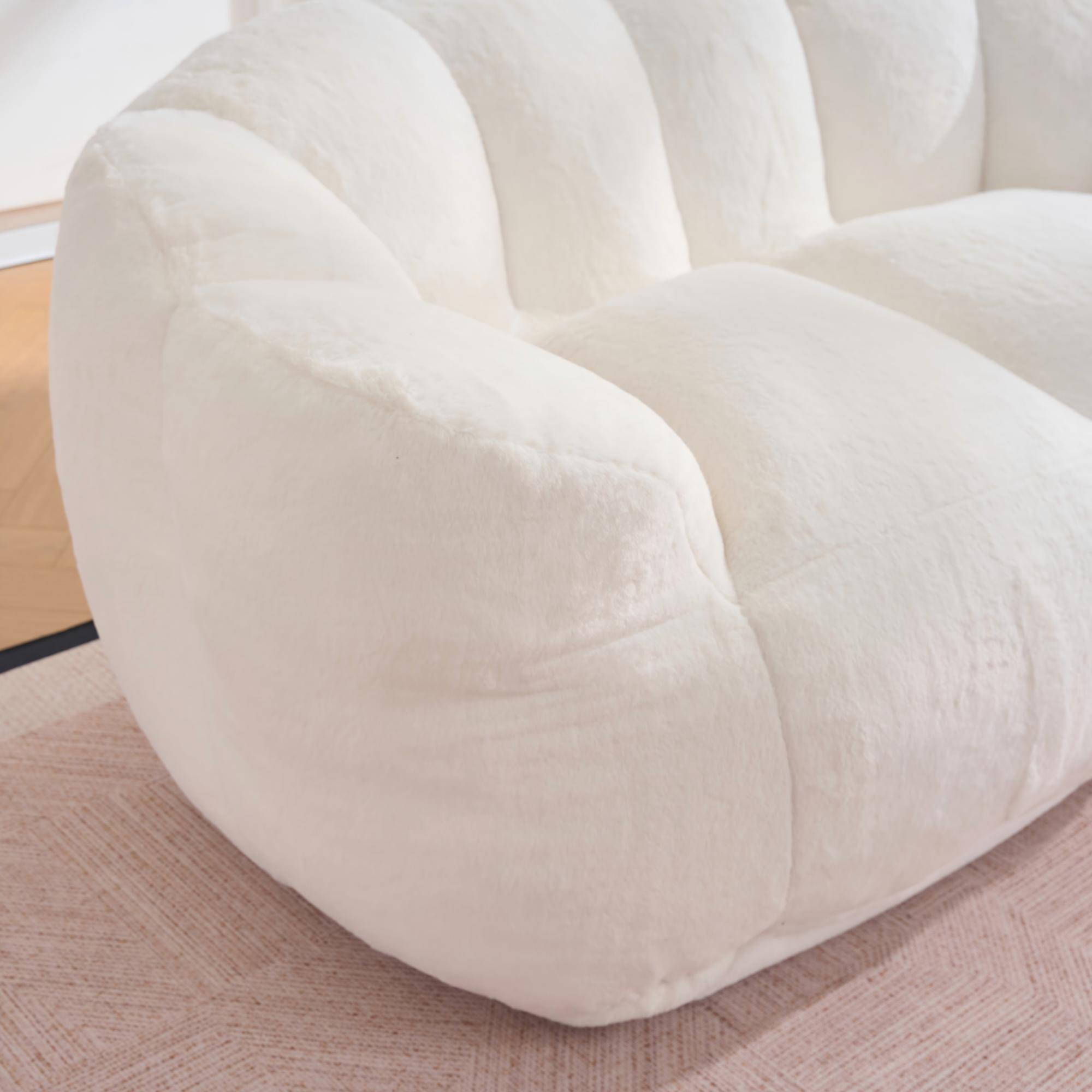 Alt View 1. LOVMOR - Oversized Faux Fur Bean Bag Chairs For Living Room Bedroom Reading Plush Cozy Ultra Soft Adult Spacious Indoor - Beige.