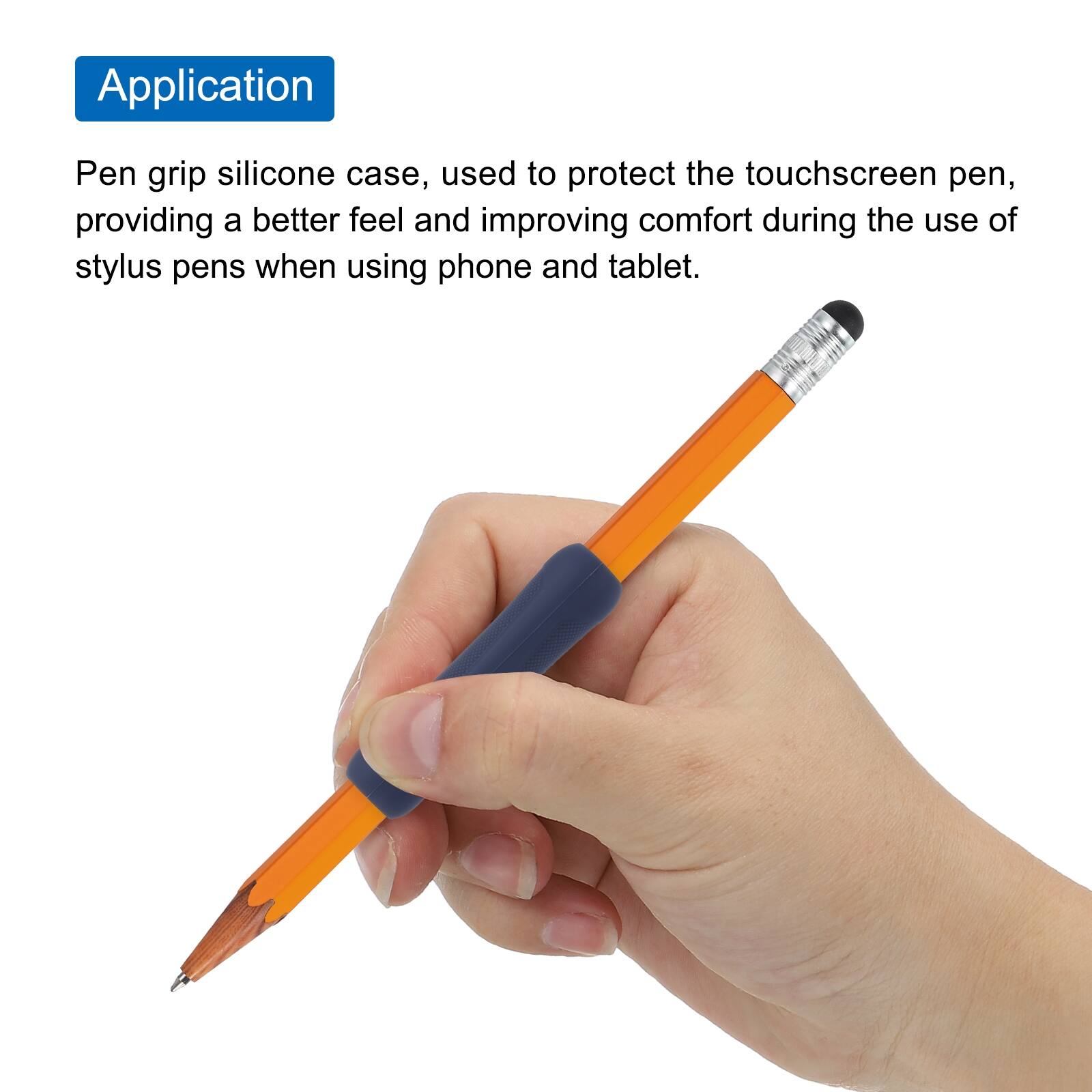 Application

Pen grip silicone case, used to protect the touchscreen pen, providing a better feel and improving comfort during the use of stylus pens when using phone and tablet.