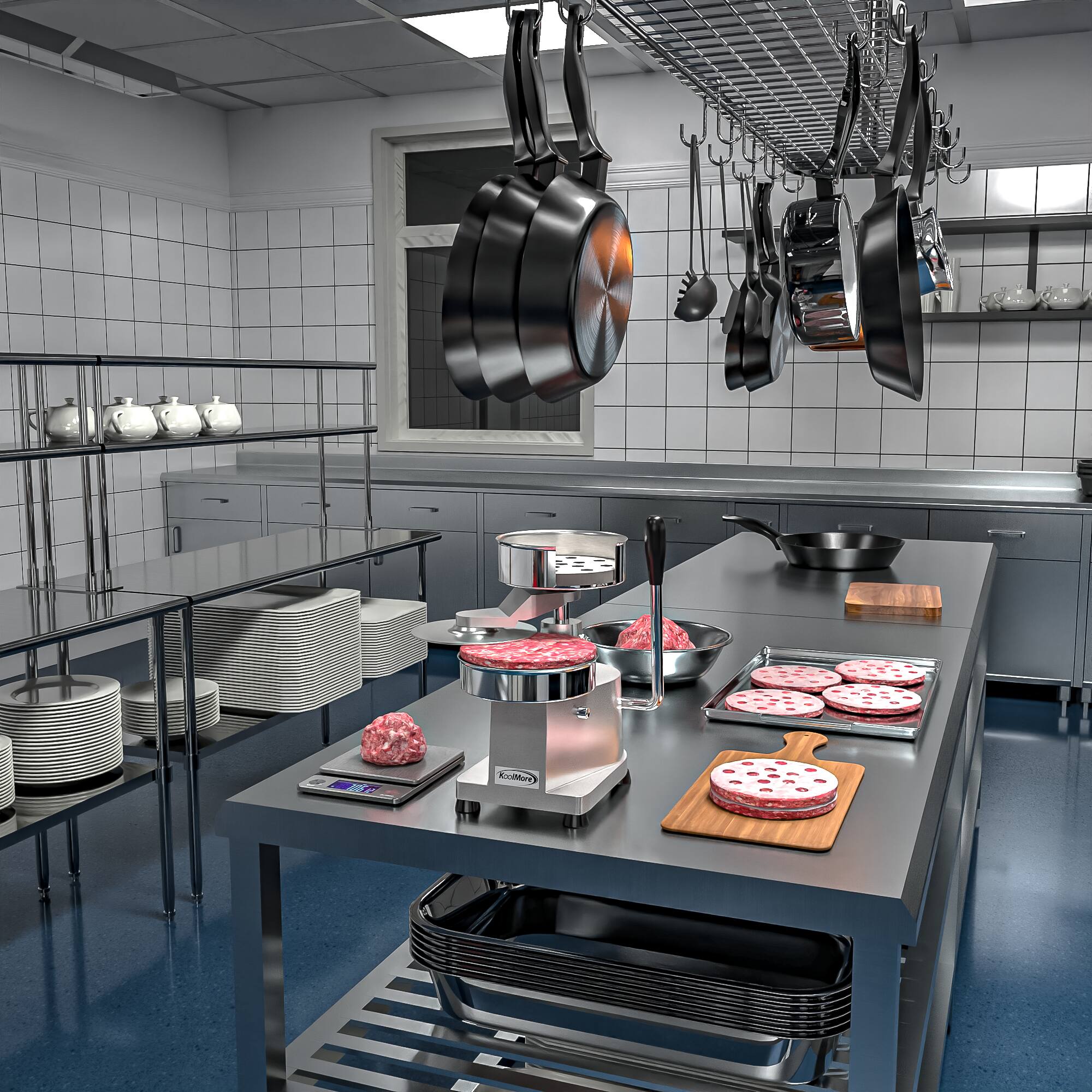 Alt View 5. Koolmore - 6 in. Heavy-Duty Hamburger Patty Molding Press with Handle, CHM-6. - Stainless Steel.