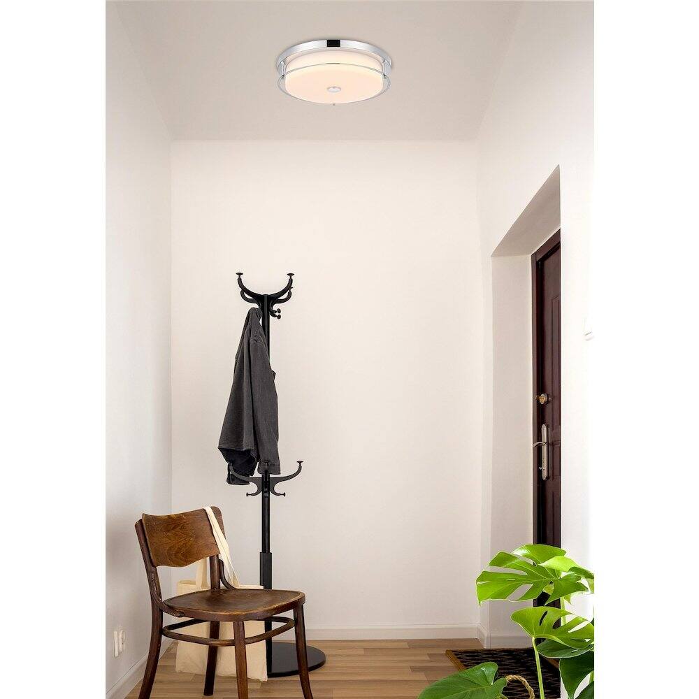 Alt View 4. Living District - Kolson 16 Inch Led Flush Mount Ceiling Light In Chrome - Chrome.