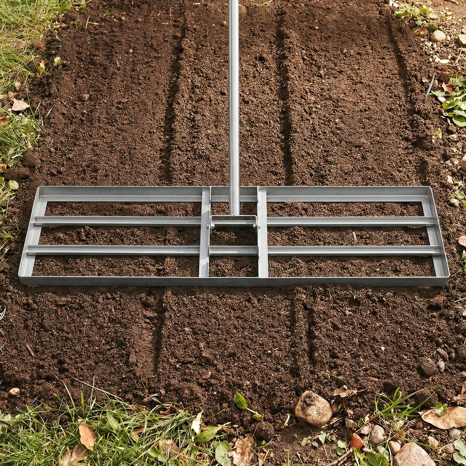 Alt View 3. Costway - Costway 36" x 10" Large Lawn Leveling Rake with 67" Handle, Non-slip Grip, Flat Head - Silver.
