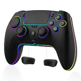 Dazzling Pops - controller for ps5 playstation pc mac with hall effect joystick trigger back paddles cool rgb motion sensor - Black