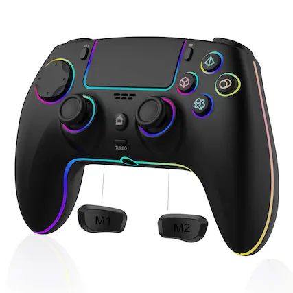 Front. Dazzling Pops - controller for ps5 playstation pc mac with hall effect joystick trigger back paddles cool rgb motion sensor - Black.