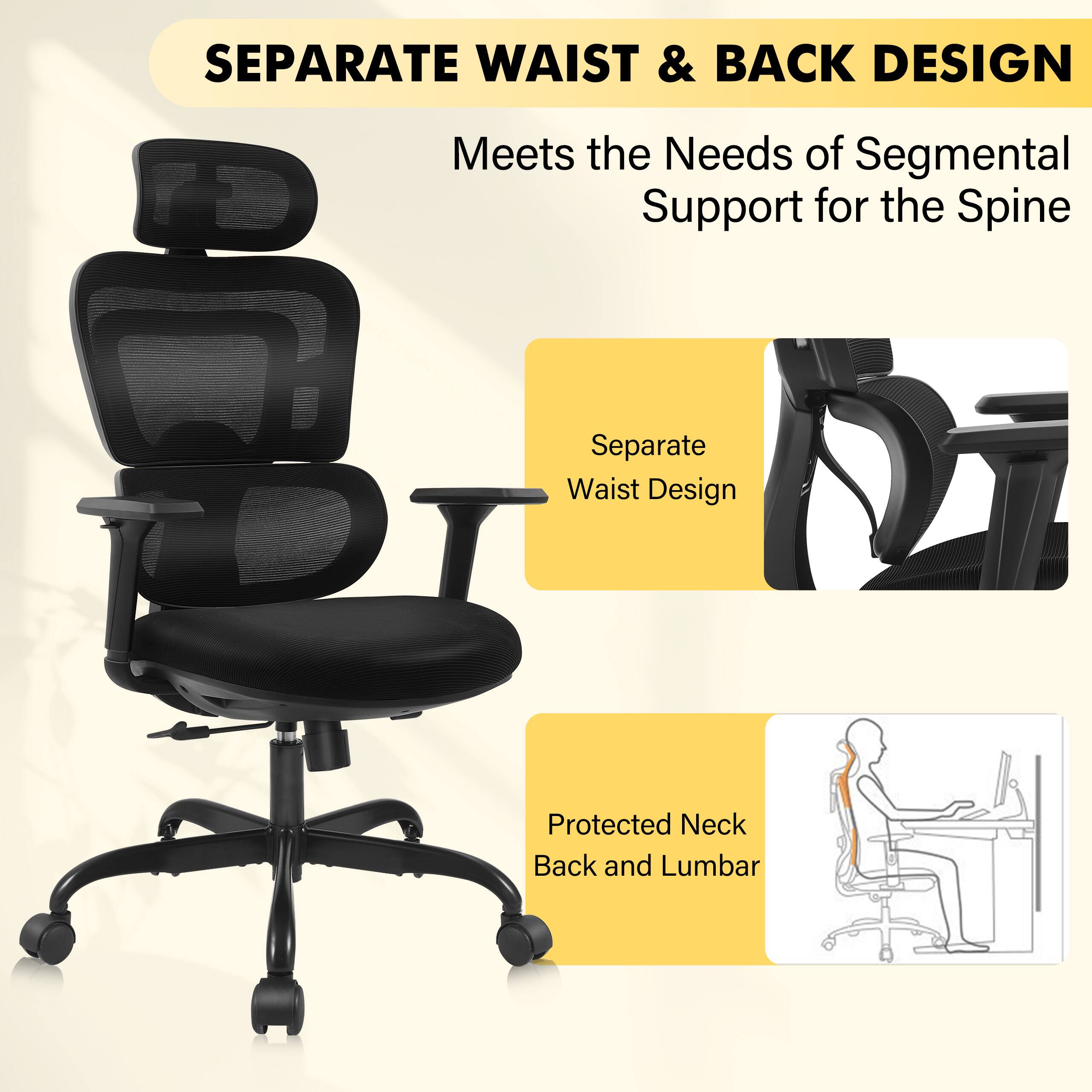SEPARATE WAIST & BACK DESIGN  
Meets the Needs of Segmental Support for the Spine  

- Separate Waist Design  
- Protected Neck Back and Lumbar