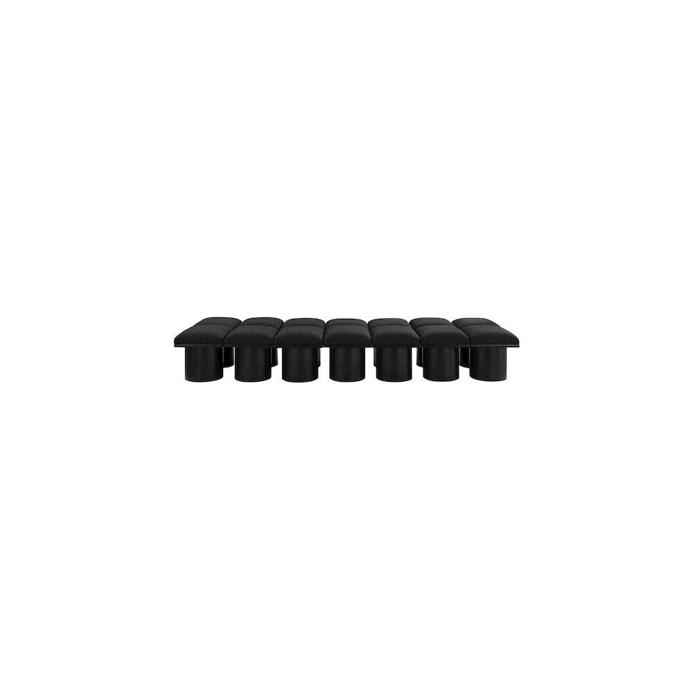 Angle. Meridian Furniture - Pavilion Black Boucle Fabric Bench - Black Boucle Fabric.
