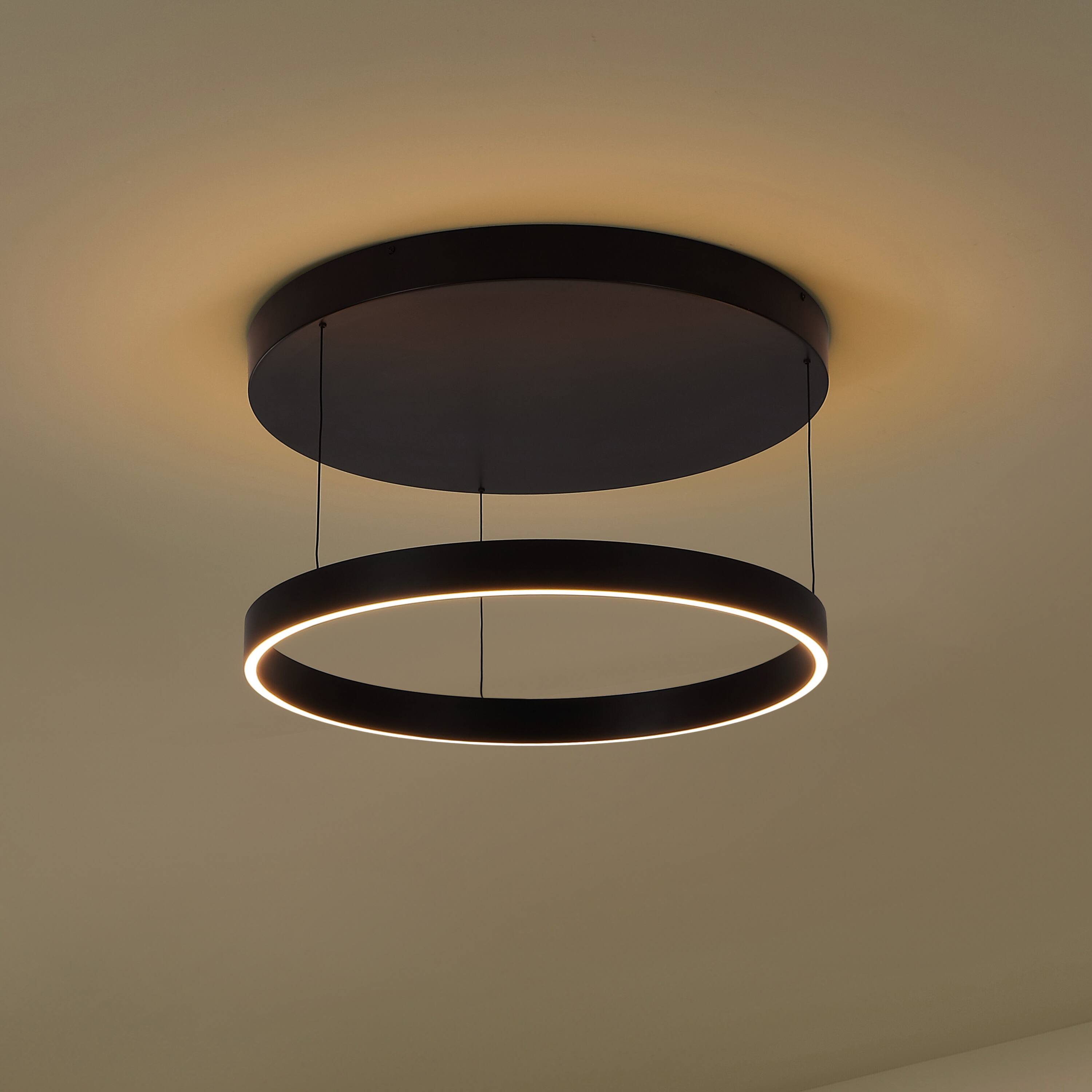 Alt View 1. Jonathan Y - Jense 23.75" Minimalist Modern Metal Adjustable Dimmable Ring Integrated LED Pendant, Black - Black.