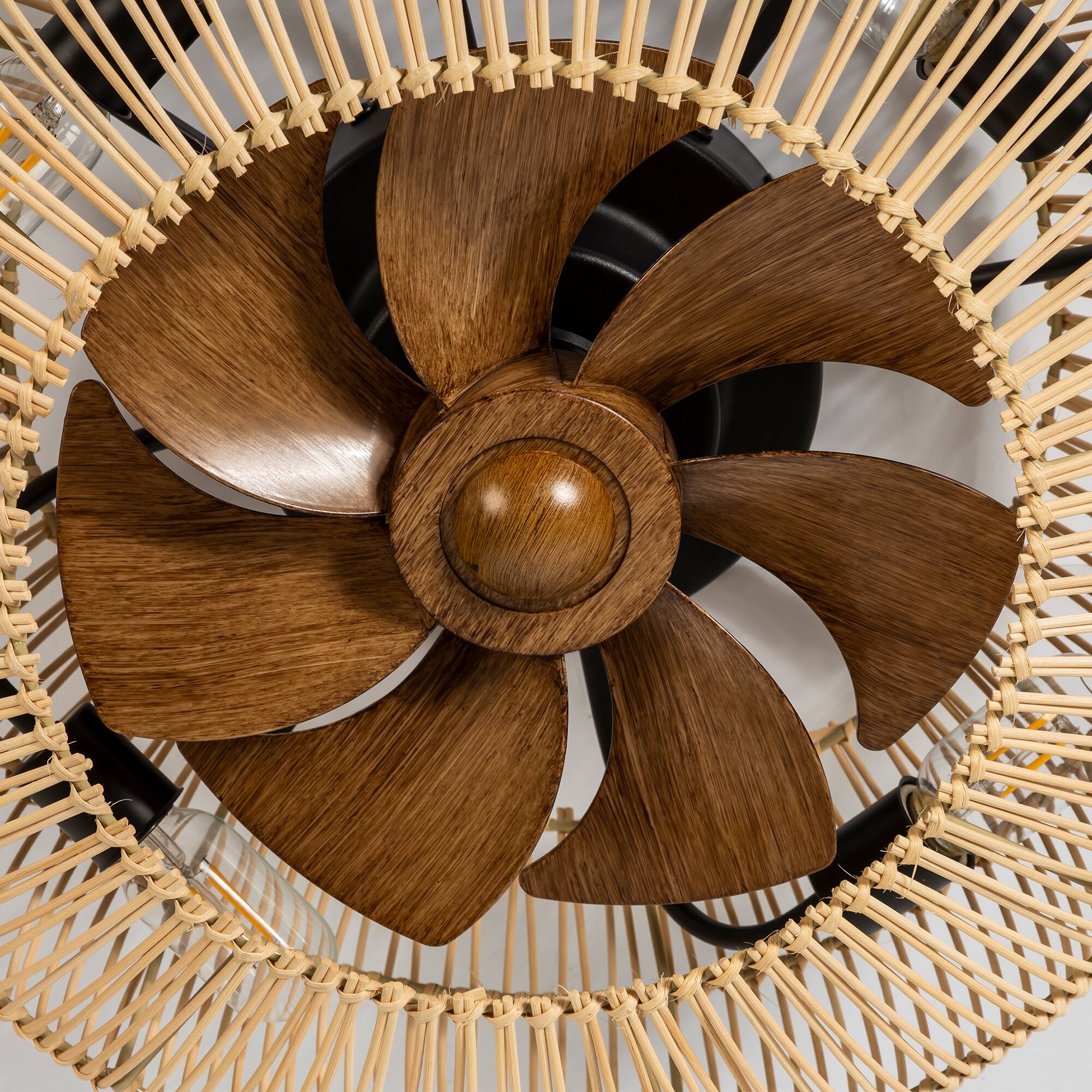 Alt View 5. Breezary - Breezary 20'' Flush Mount Caged Ceiling Fan with 7 ABS Blades, 6-Speed DC Motor,  Remote Control with Memory Function - Brushed Nickel.