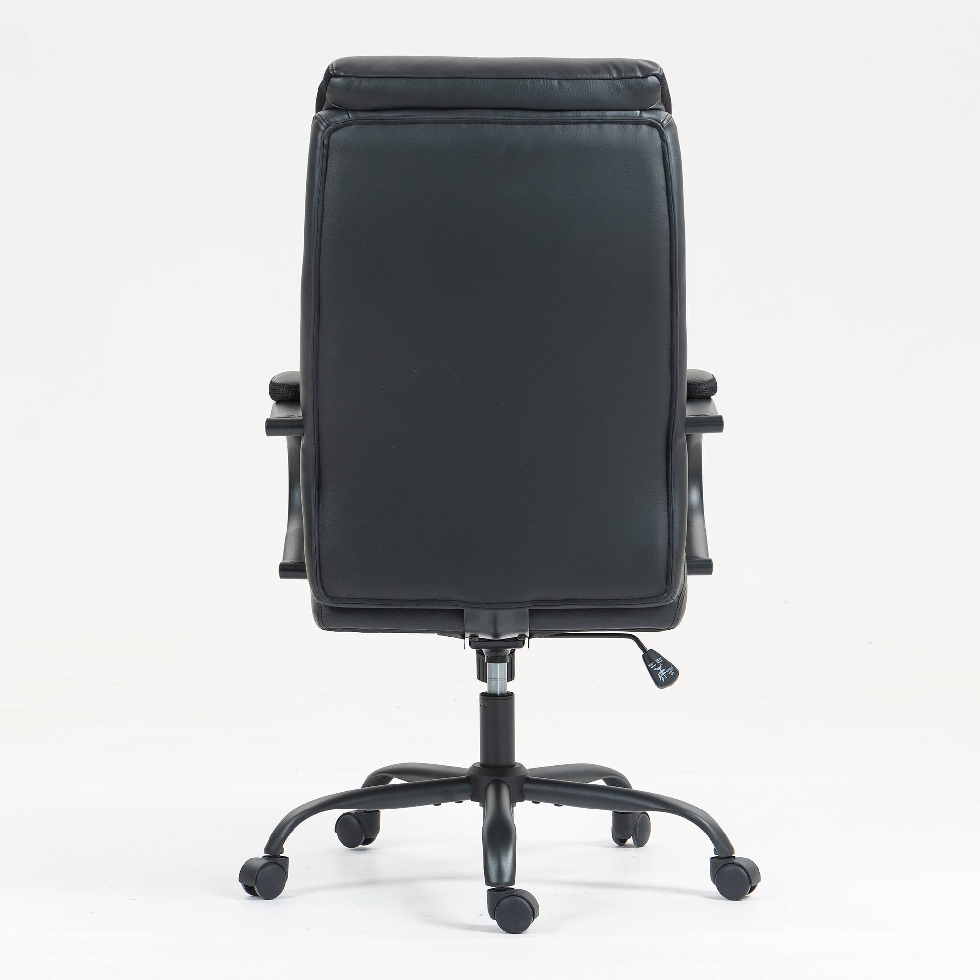 Back. PexFix - High-Back Ergonomic Executive Office Chair with Leather, Lumbar Support for Desk Work - Black.