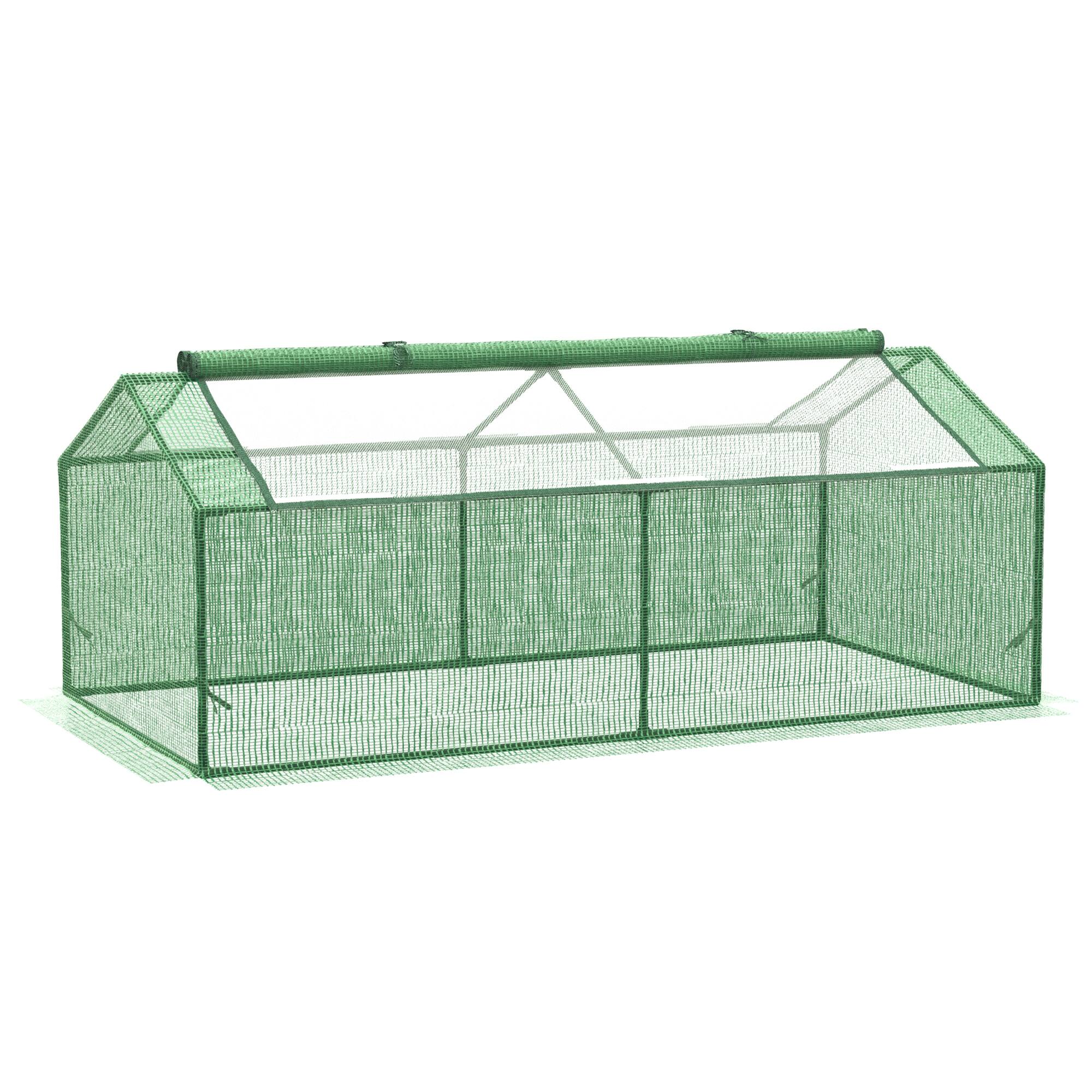 Front. Outsunny - 71" x 36" x 28" Mini Greenhouse Portable Hot House for Plants with Large Zipper Windows for Outdoor, Indoor, Garden - Green.