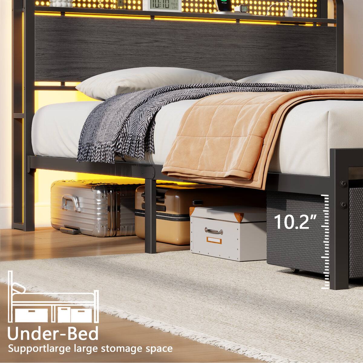 Under-Bed Supportlarge large storage space 10.2"