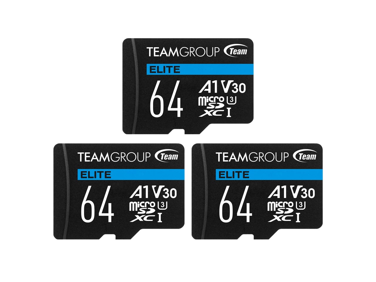 Team Group - Team 3 PACK Elite 64GB microSDXC A1 Card Model TEAUSDX64GIV30A103