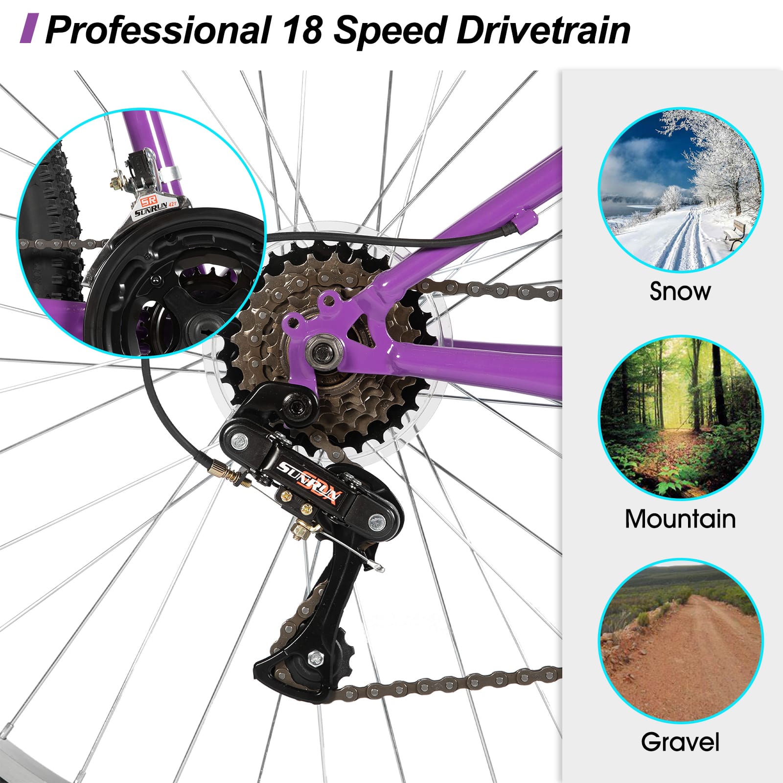 HILAND 26 Inch Womens Mountain Bike with 18 Speed, High Carbon