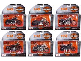 Harley-Davidson Motorcycles 6 piece Set Series 41 1/18 Diecast Models by Maisto - Multi