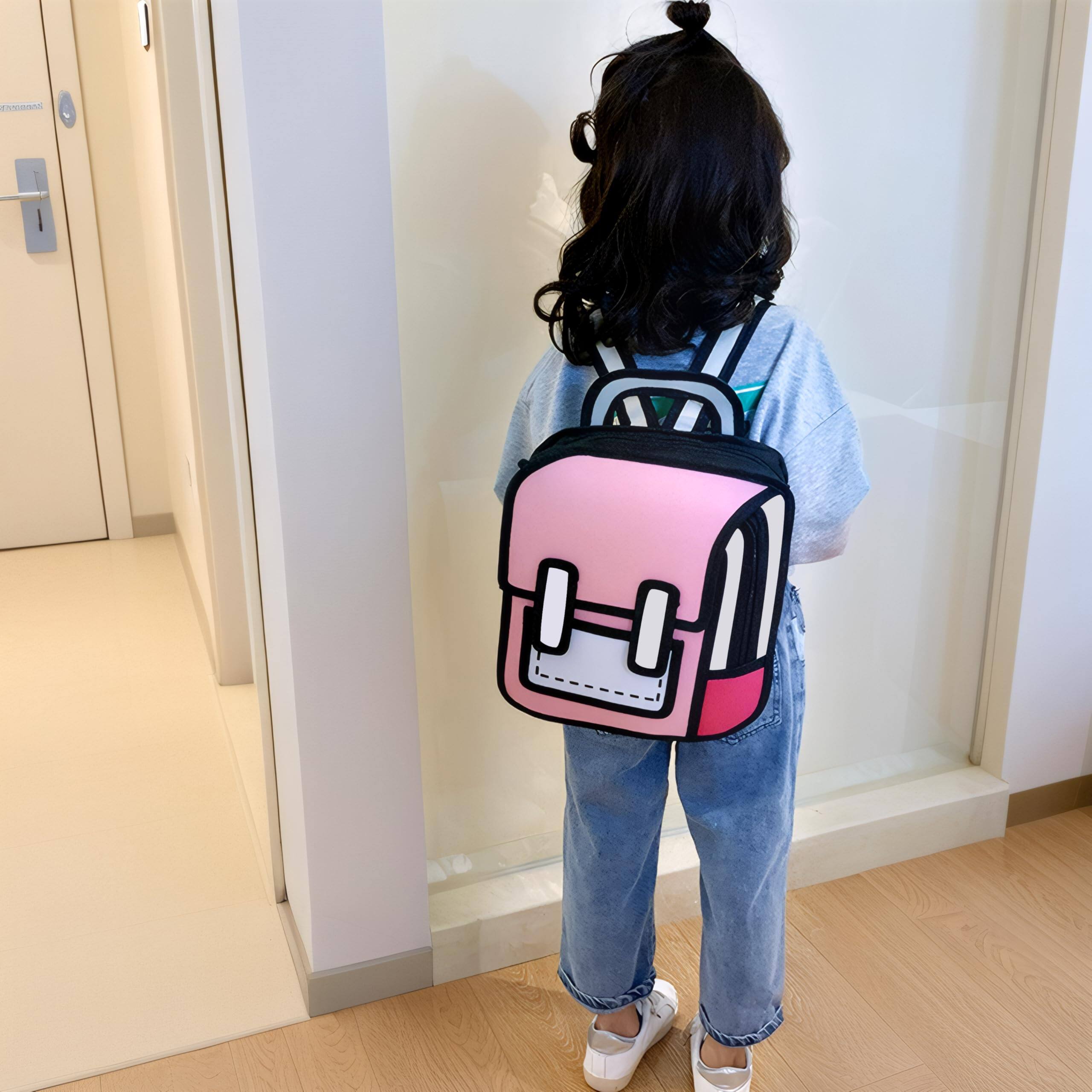 Left. Pacoar Cade - Backpack For Cute 2d Comic Paper Jump Bookbag Fun Weird School Schoolbag (pink  Small) - Yellow-Mini.