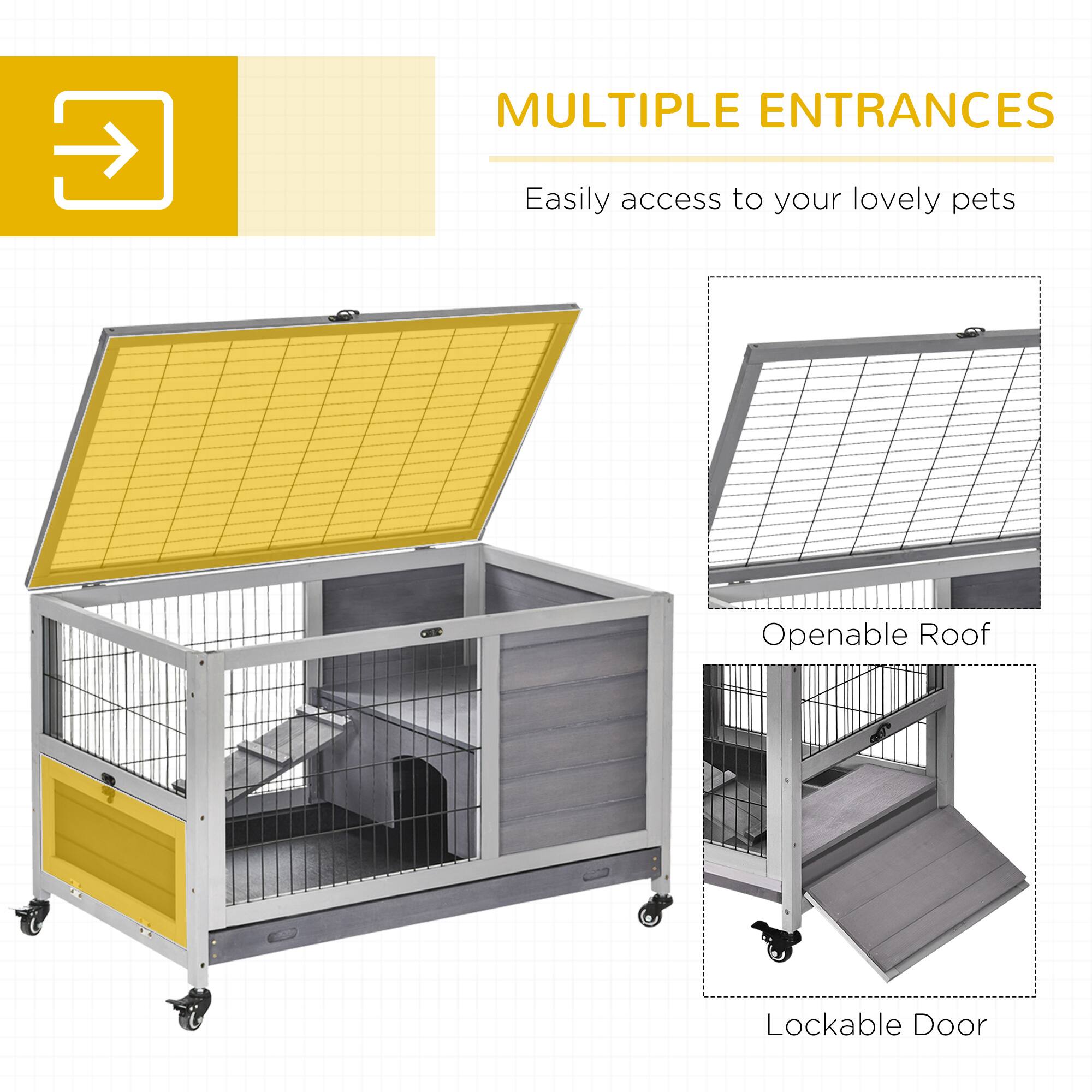 MULTIPLE ENTRANCES  
Easily access to your lovely pets  

Openable Roof  
Lockable Door