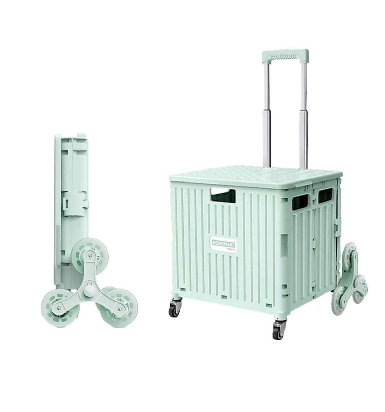 Viviendo - 68L Foldable Utility Cart - Climbing Wheels & Metal Telescopic Handle, Portable Collapsible Handcart - Green