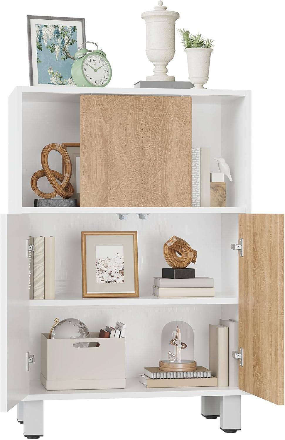 Alt View 5. Qeetex - Sideboard Buffet Sideboard Cabinet with Sliding Barn Door & Adjustable Shelf - White.